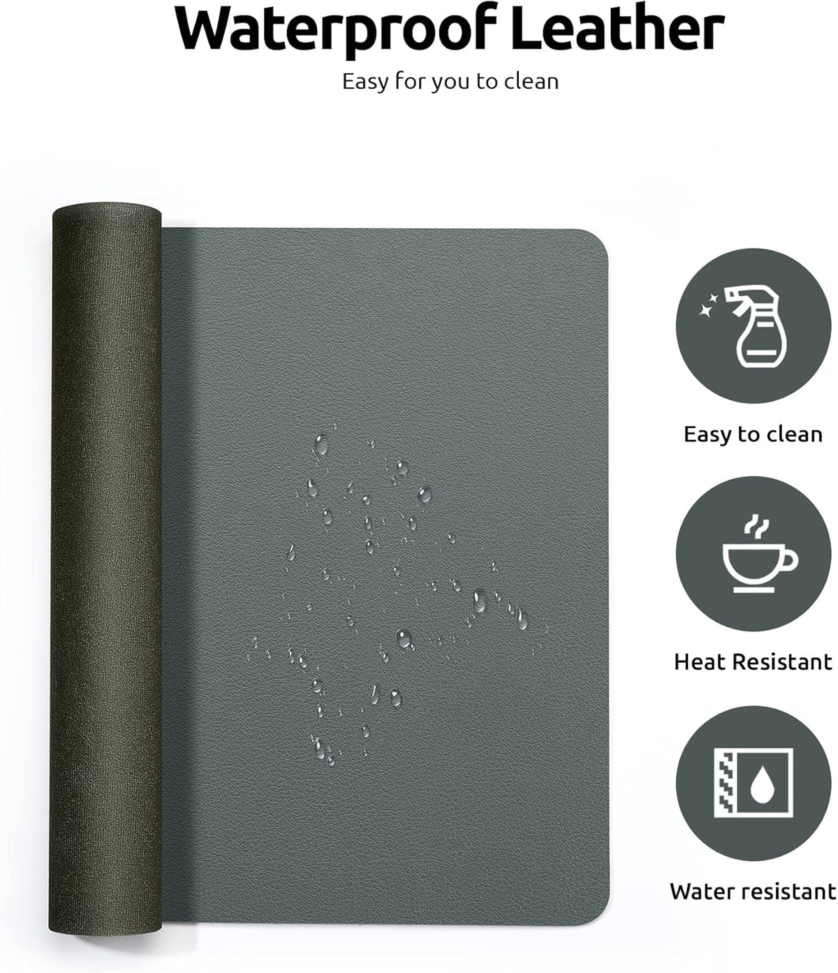 YSAGi Leather Desk Protector, Office Mat, Large Mouse Mat, Non-Slip PU Leather Blotter, Laptop Desk, Waterproof Writing Pad for Office and Home (Dark Green, 31.5" x 15.8")