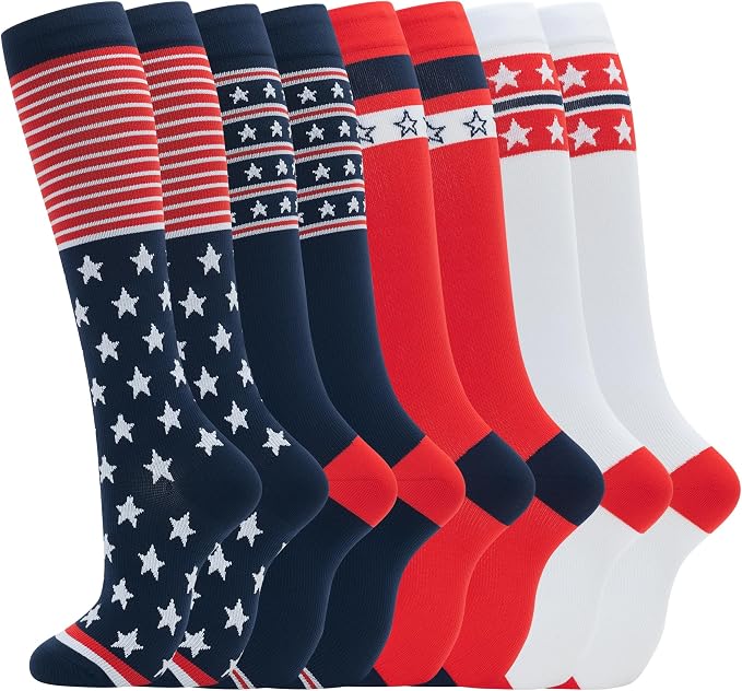 Compression Socks for Women Men Circulation Knee High 8 Pairs for Nurses