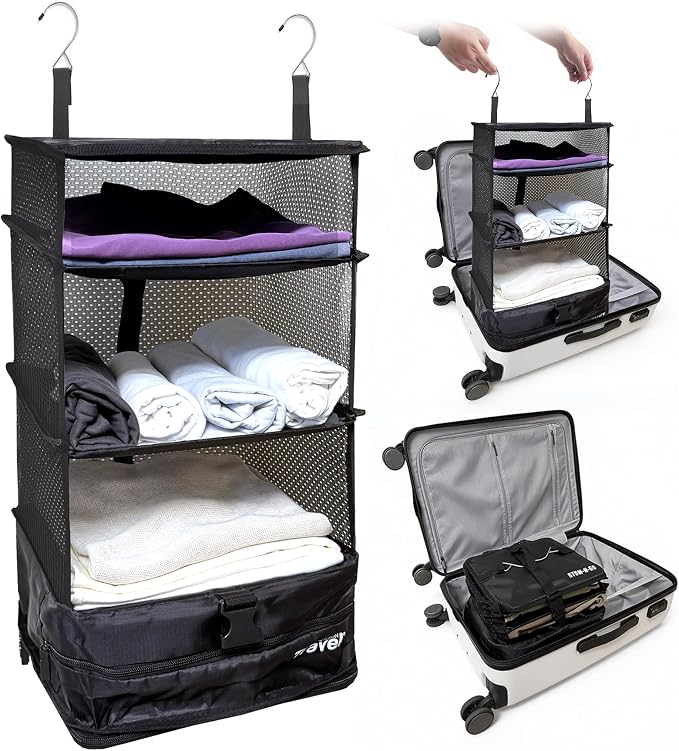 Grand Fusion Stow-N-Go Travel Luggage Organizer – Portable Hanging Travel