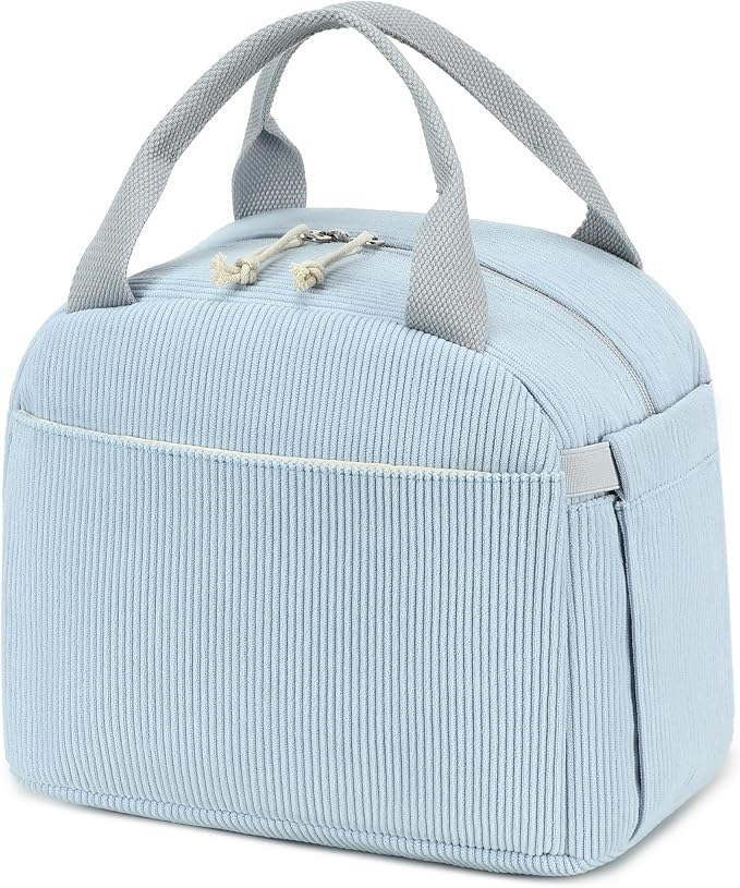 Bluboon Lunch Bag for Women Men Cute Corduroy Lunch Tote Bags Reusable