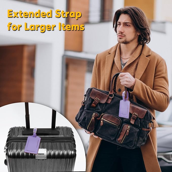 8 Pack Leather Luggage Travel Bag Tags by Travelambo