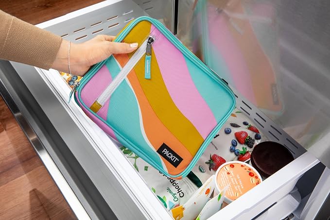 PackIt Freezable Classic Lunch Box, Retro Wave, Built