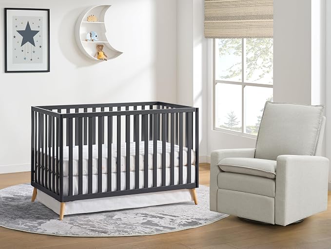 Oxford Baby Cozy Nest Convertible Island Crib, Midnight Slate/Natural