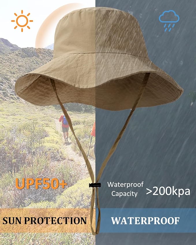 Water-Resistant Sun UPF 50+ Bucket Hat Protection Packable Brimmed Boonie
