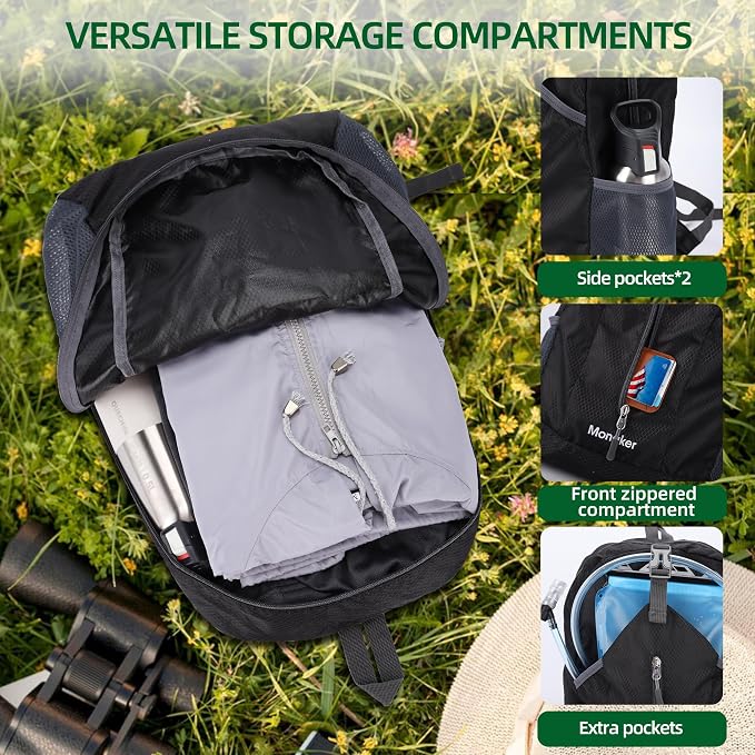 Ultralight 20L Foldable Backpack, Compact to Palm-Sized, Travel & Daily Use