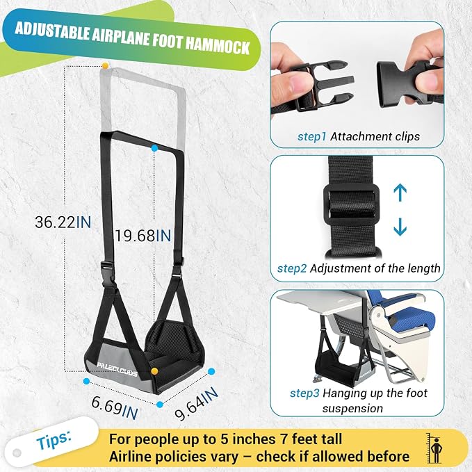Foot Hammock for Plane Travel, No Collapse Thickened Bamboo Airplane Foot Rest