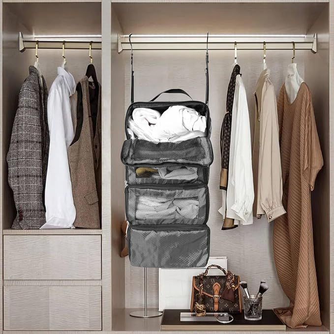 Suitcase Organizer, Travel Luggage Organizer Portable Hanging Travel Shelves