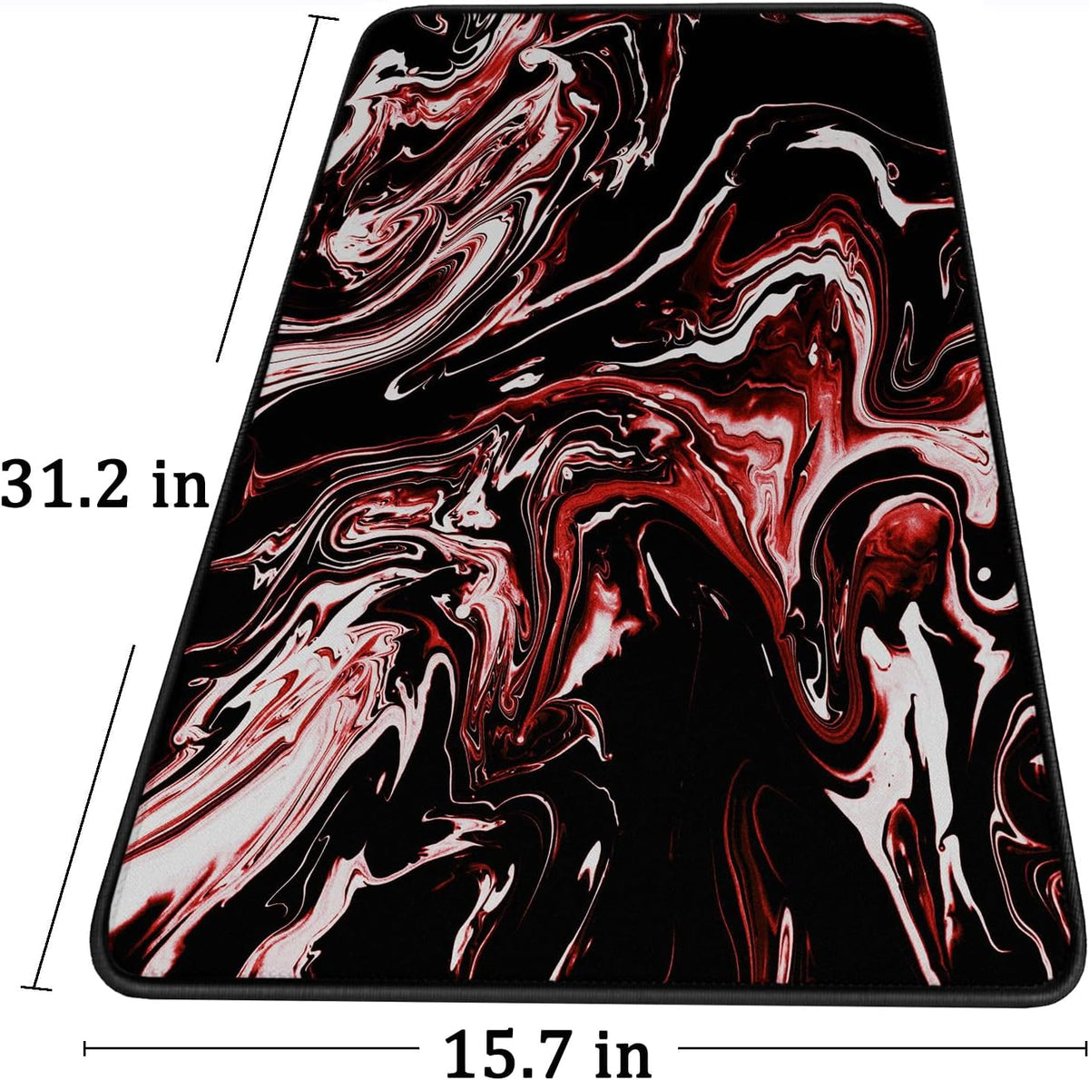 Large Extended Mouse Pad with Stitched Edges, Durable Non-Slip Natural Rubber Base, Waterproof Computer Keyboard Pad Mat for Esports Pros/Gamer/Desktop/Office/Home - Marble Red