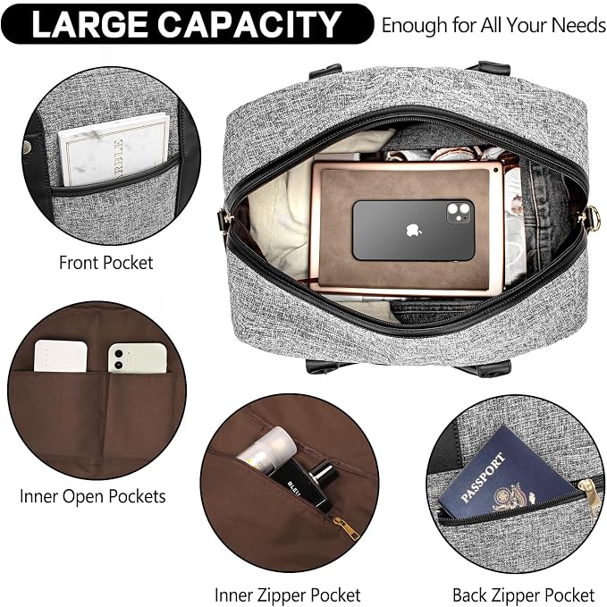 Weekender Bag for Women Canvas Overnight Bag Large Travel Tote Bag Carry on