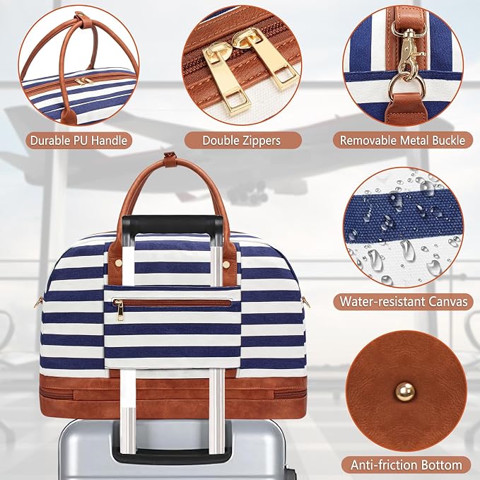 Weekender Bag for Women Canvas Overnight Bag Large Travel Tote Bag Carry on