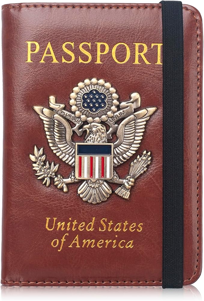 RFID Passport Holder Wallet for Women Men Travel, Leather US Passport Cover Case