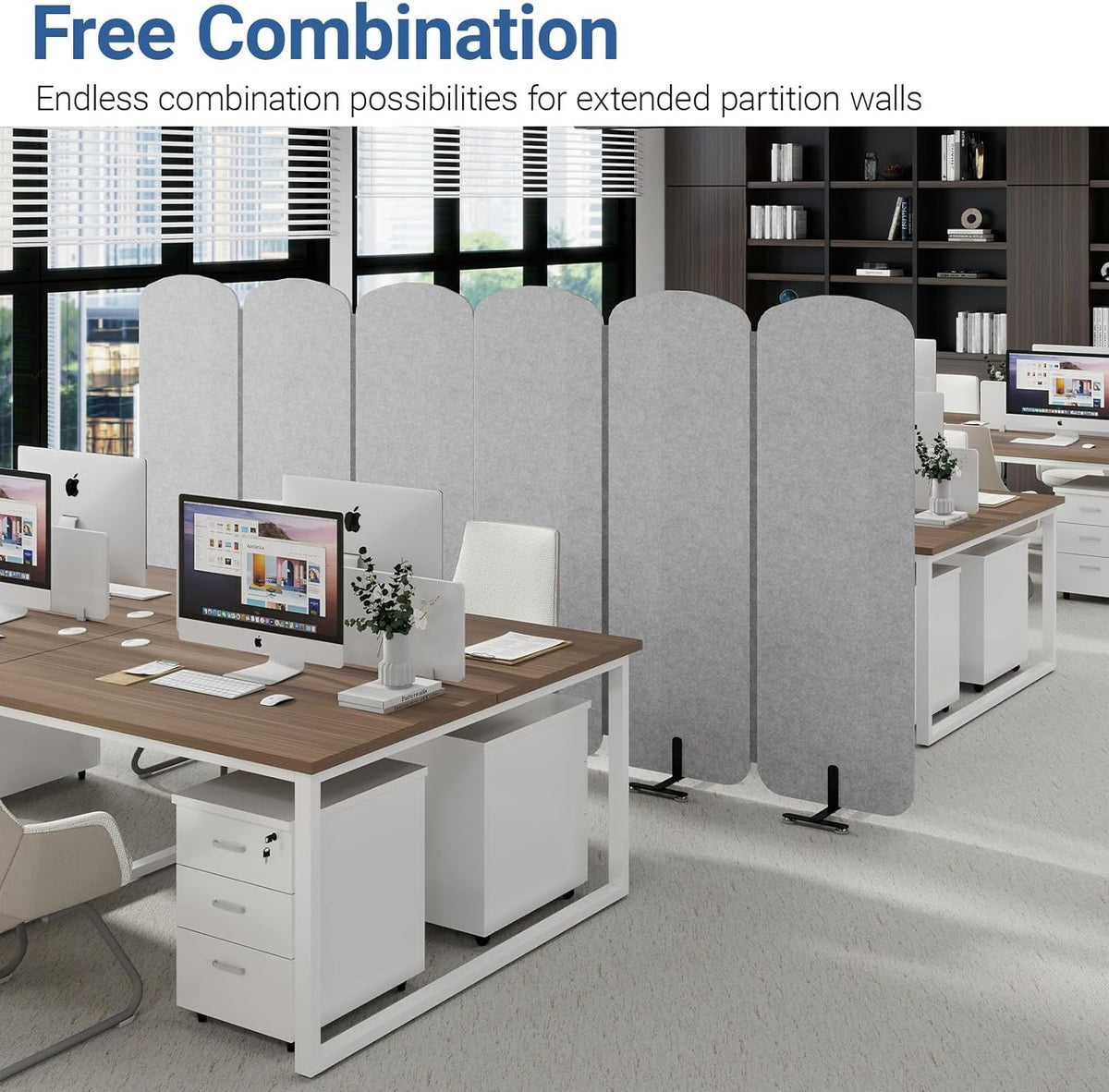 Natwind 3 Panel 73.2 x 71 inch Office Room Privacy Protect Space Divider Portable Partition,Wall Folding Cubicle Indoor Freestanding Acoustic Partition Temporary for Office Room