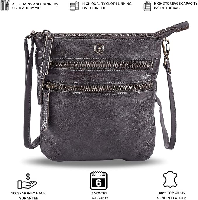 Crossbody Sling Bag for Women Small Real Leather Purse Vintage Travel Crossover