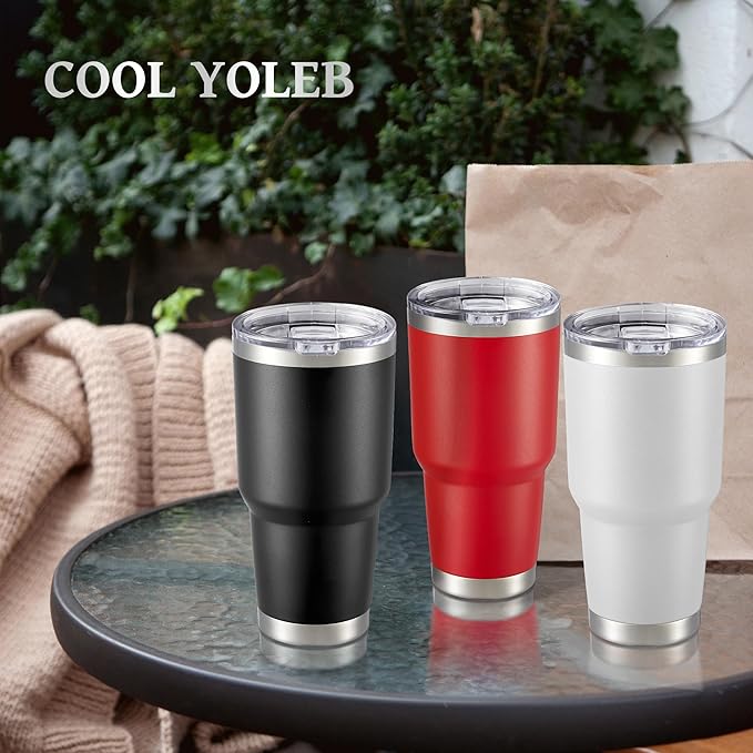 30 oz Tumbler with Lid Stainless Steel Tumblers Bulk Vacuum Insulated Cup Reusable Powder Coated Travel Mug Double Wall Leak Proof Cups Keep Cold Drinks for 12 Hours Red, Set of 8