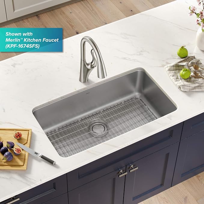 KRAUS Dex 33-inch Undermount 16 Gauge Stainless Steel Single Bowl Kitchen Sink