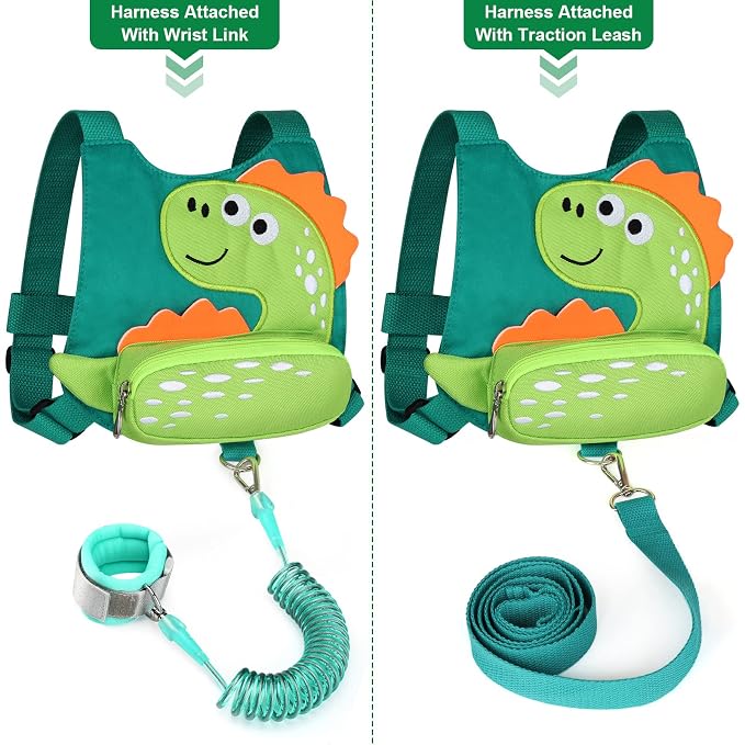 Toddler Harness Leash with Anti Lost Wrist Link, Accmor Cute Dinosaur Kids