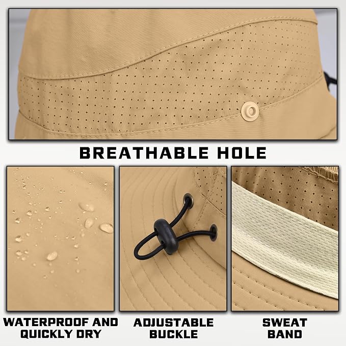 Sun Hats for Men Women, UPF50+ Protection Safari Hat, Wide Brim Fishing Hat