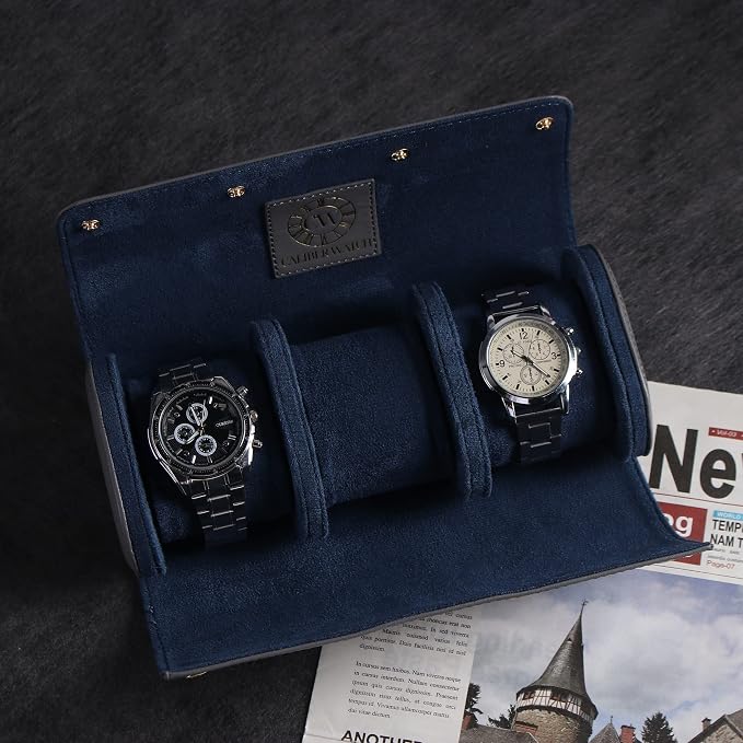 Genuine Napa Leather Watch Roll Travel Case