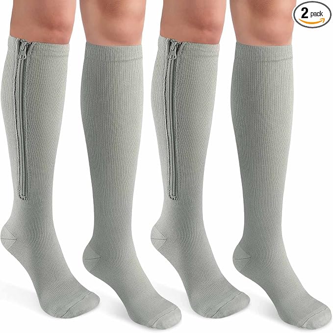 CASMON 2 Pairs Zipper Compression Socks