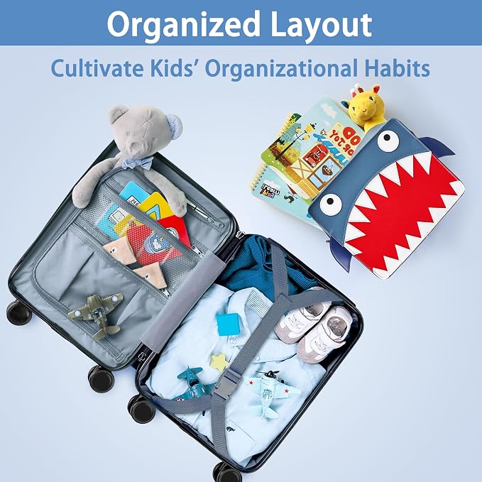 iPlay, iLearn Shark Kids Luggage, Boys Carry on Suitcase, Toddlers Rolling