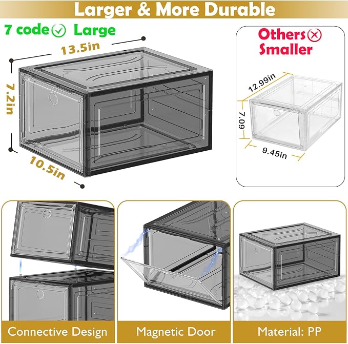 12 Pack Clear Shoe Storage Organizer