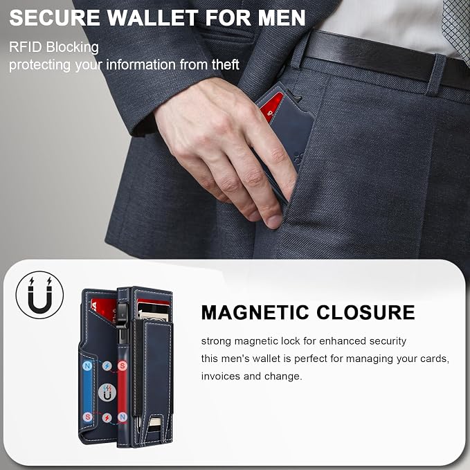 Wallet for Men Wallet with Slim Pop Up Card Holder 9-13 Cards, Bifold