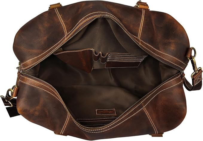KomalC Leather Duffel Bags for Men and Women Full Grain Leather Travel