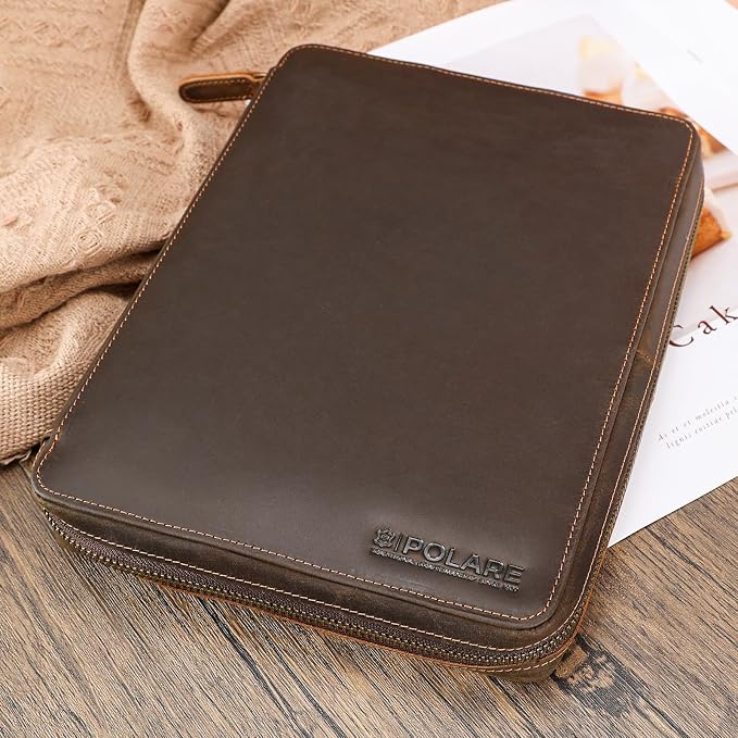 Polare Full Grain Leather Travel Cable Organizer Case Electronics Accessories