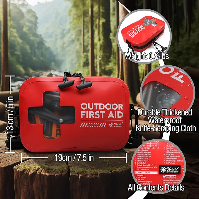 152 PCS Waterproof First Aid Kit, Portable Small Boat Dry Bag Bug Out Bags