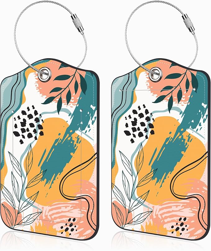 2 Pcs Boho Abstract Modern Art Luggage Tags