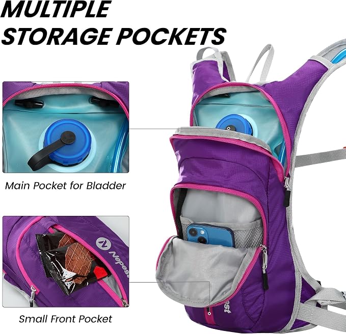 Nepest Hydration Pack Backpack for Women & Men, Lightweight Water Backpack