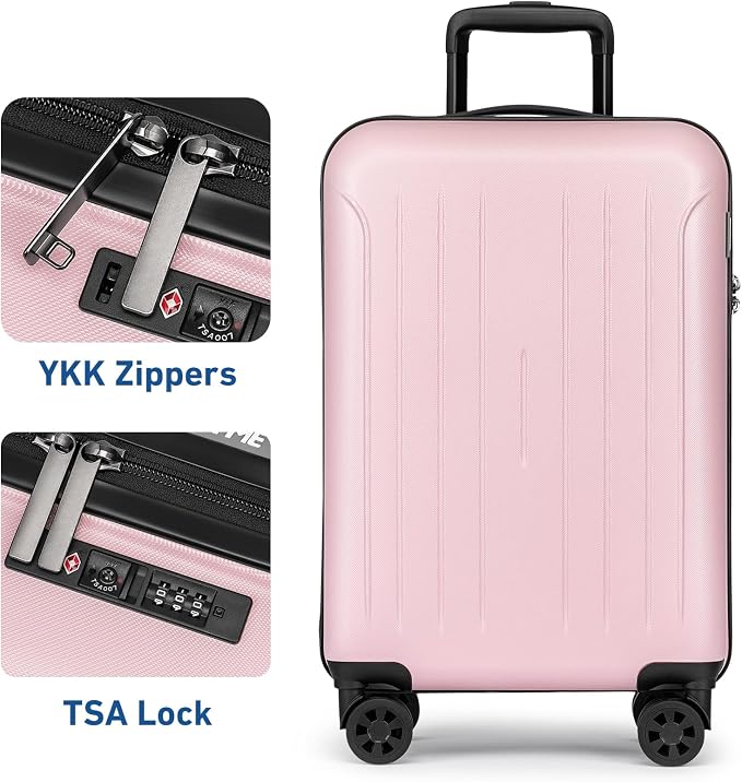KYME Suitcase Hardshell With Double Spinner Wheels, PC+ABS TSA Lock Travel