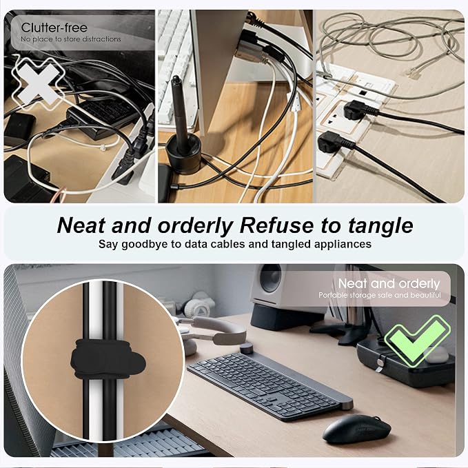 Nearockle Silicone Cable Ties Cord Organizer