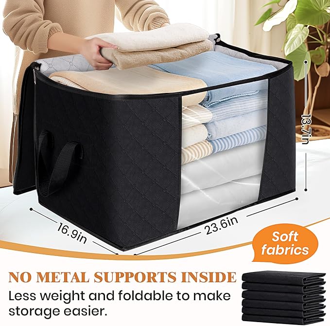 Fab totes 24 Gallons Clothes Storage, Foldable Thick Fabric Blanket Storage Bags