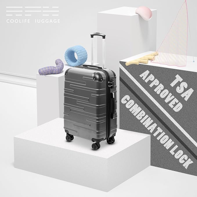 Coolife Luggage Suitcase Carry-on Hardside Travel Luggage TSA Lock Spinner
