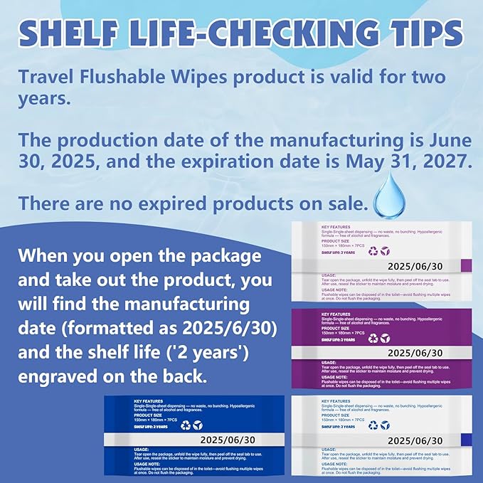 72 PackTravel Flushable Wipes