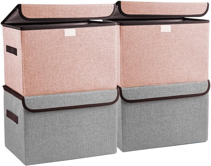 Linen Fabric Foldable Storage Cube Bin Organizer Basket
