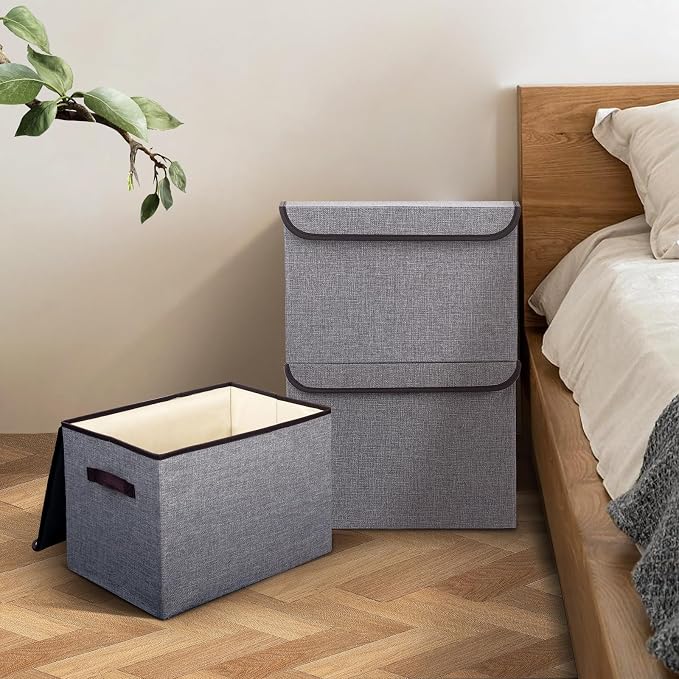 Linen Fabric Foldable Storage Cube Bin Organizer Basket