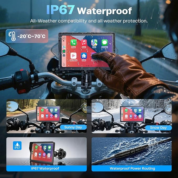 WonVon 5 Inch Motorcycle Carplay GPS Navigation System