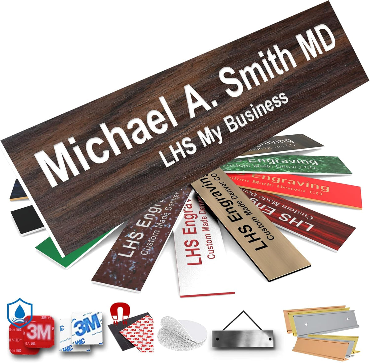 Engraved Custom Door Plate Teak Plastic Office Door Sign with White Letters - Made in USA 2x6 N7