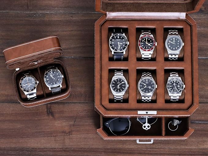 Gift Set 6 Slot Leather Watch Box