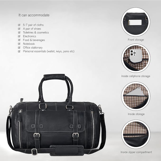 Genuine Leather Duffle Bag for Men | Vintage Weekender Travel Bag | Overnight