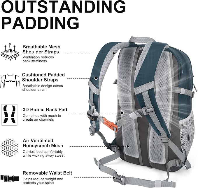 MOUNTAINTOP 25L/40L Hiking Backpack, Lightweight Travel Backpack