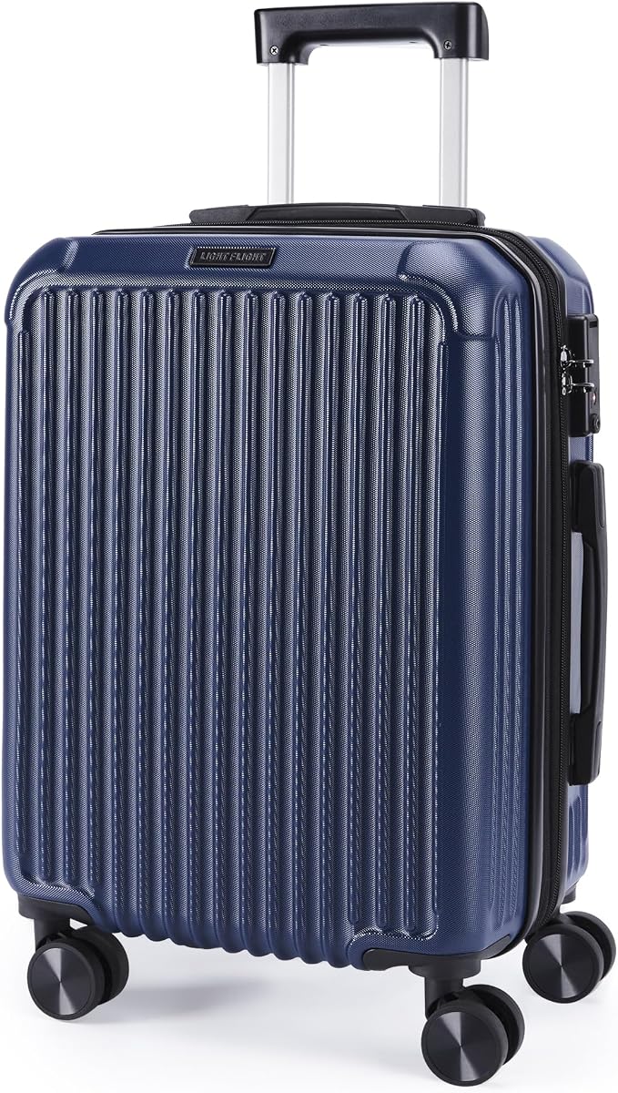 LIGHT FLIGHT Carry On Luggage 22x14x9 Airline Approved, Durable Hard Shell
