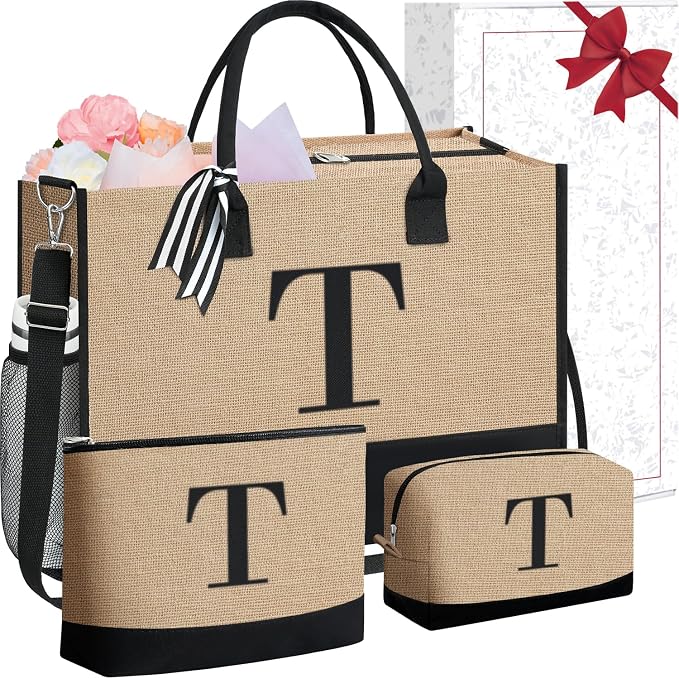 BAGAIL Initial Tote Bag, Personalized Birthday Gifts