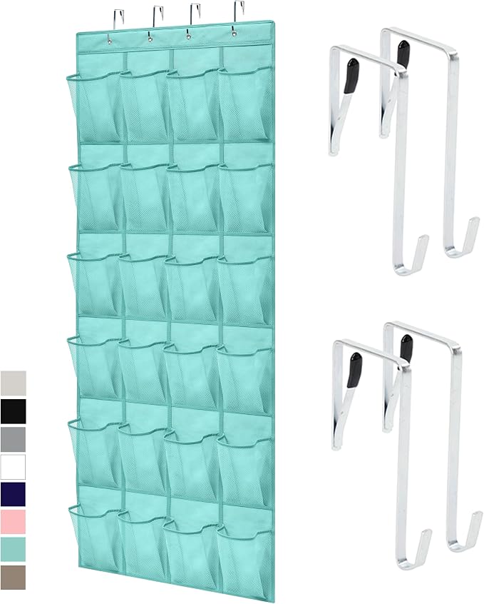 GORILLA GRIP Over the Door Shoe Organizer, 24 Large Breathable Mesh Pockets