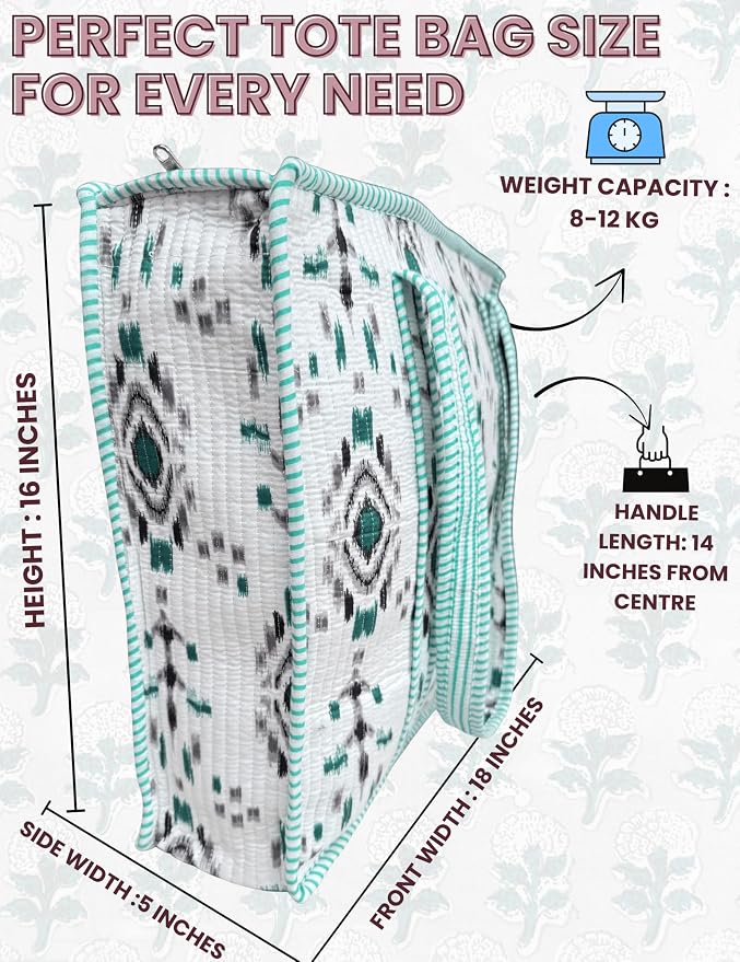 Cotton Quilted Tote Bag for Women – Large Beach & Travel Tote