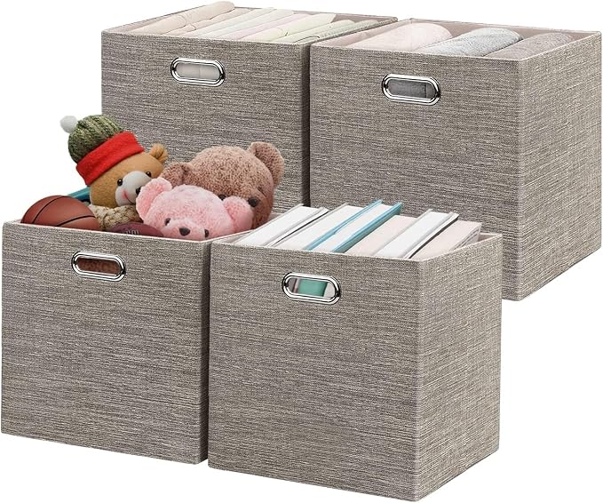 Posprica Storage Bins, 11×11 Foldable Storage Cubes Boxes Container Closet