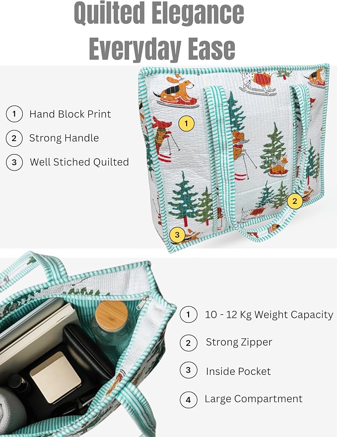 Cotton Quilted Tote Bag for Women – Large Beach & Travel Tote