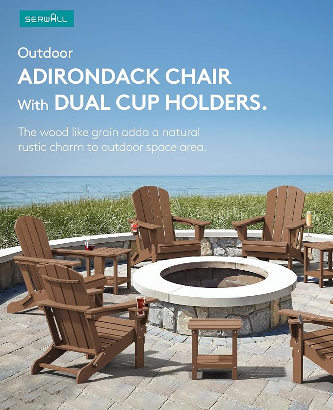 SERWALL Adirondack Chair with Cup Holders